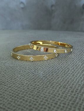 Set of Two✌️ Hinged Bangle Bracelets with Bezel Set Cubic Zirconias - NWOT